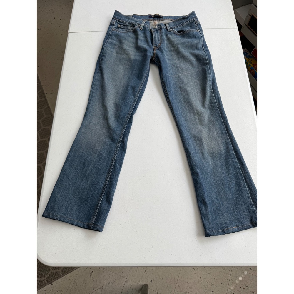 Levis 524 Too Superlow Jeans Womens 29x31 Medium Wash Bootcut Low Rise Irregular